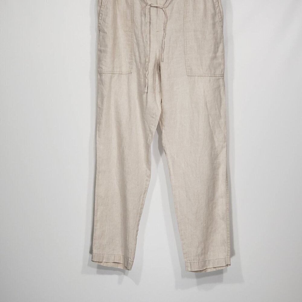 Lord & Taylor Beige Linen Pants Women's Large Elastic Waist